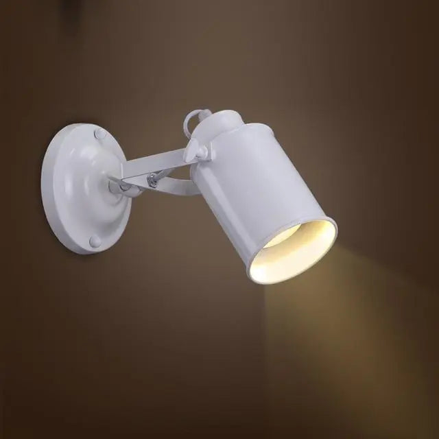Industrial Adjustable Wall Light Metal E27 — 180° Swivel, Black or White