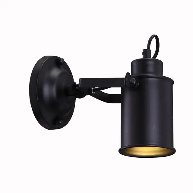 Industrial Adjustable Wall Light Metal E27 — 180° Swivel, Black or White