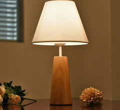 Table Lamp Wooden Base Fabric Shade E27 40 cm Dimmable