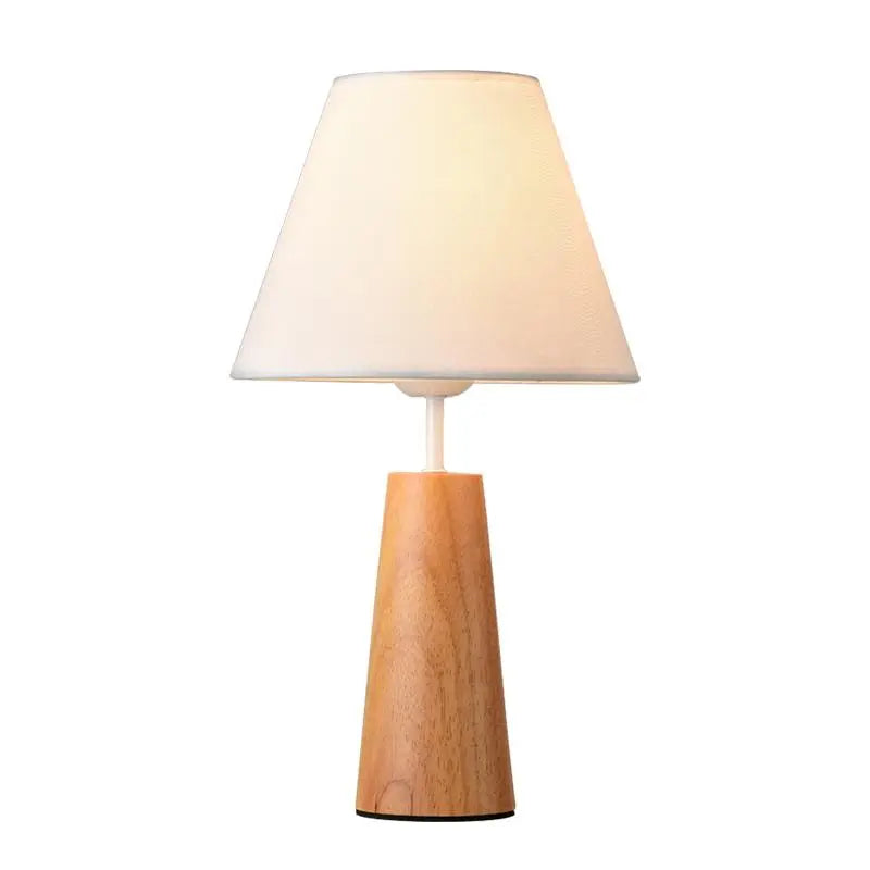 Table Lamp Wooden Base Fabric Shade E27 40 cm Dimmable