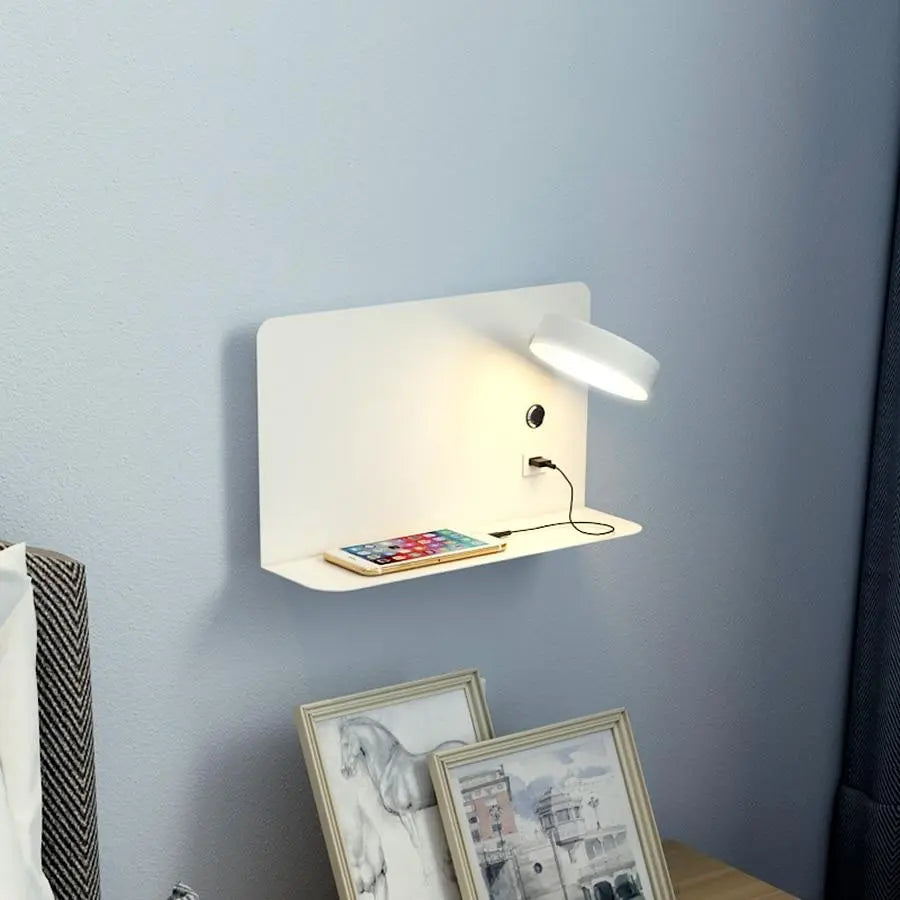 LED Bedside Wall Light with USB Charger — 3 Colour Temps, Black / White