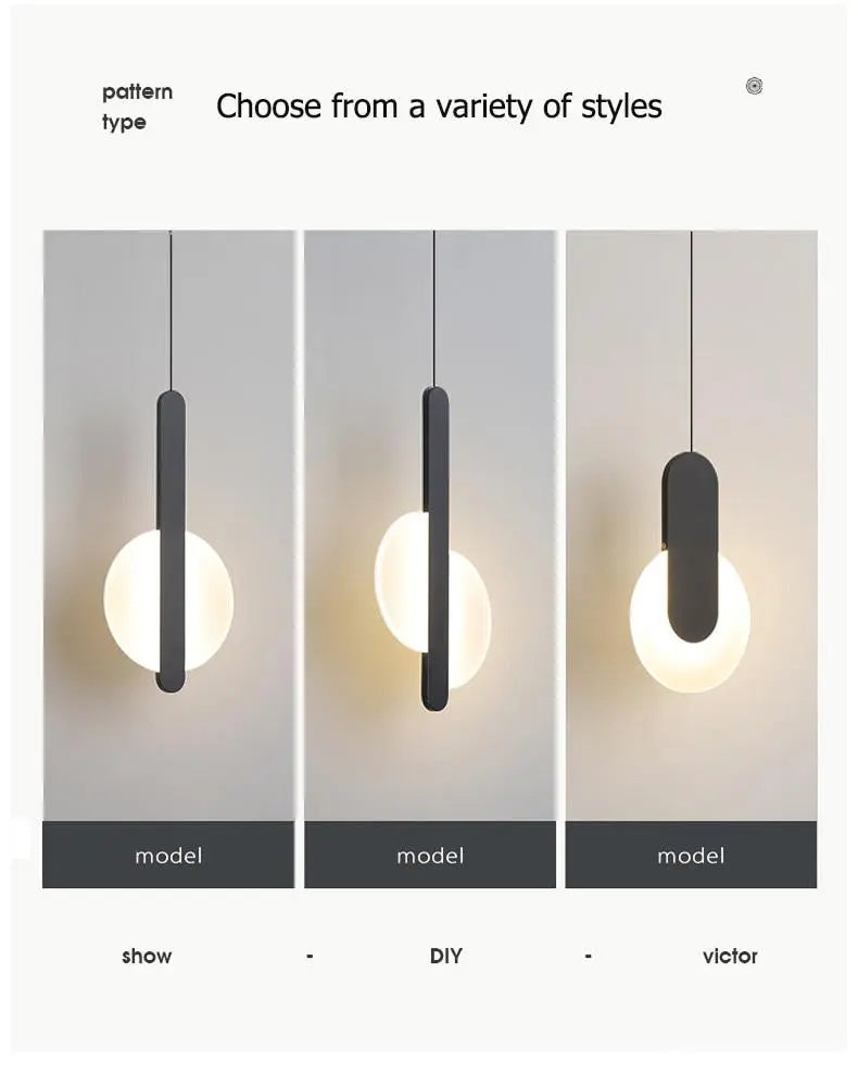 Modern LED Pendant Light Iron Aluminium 6 Forms Black White