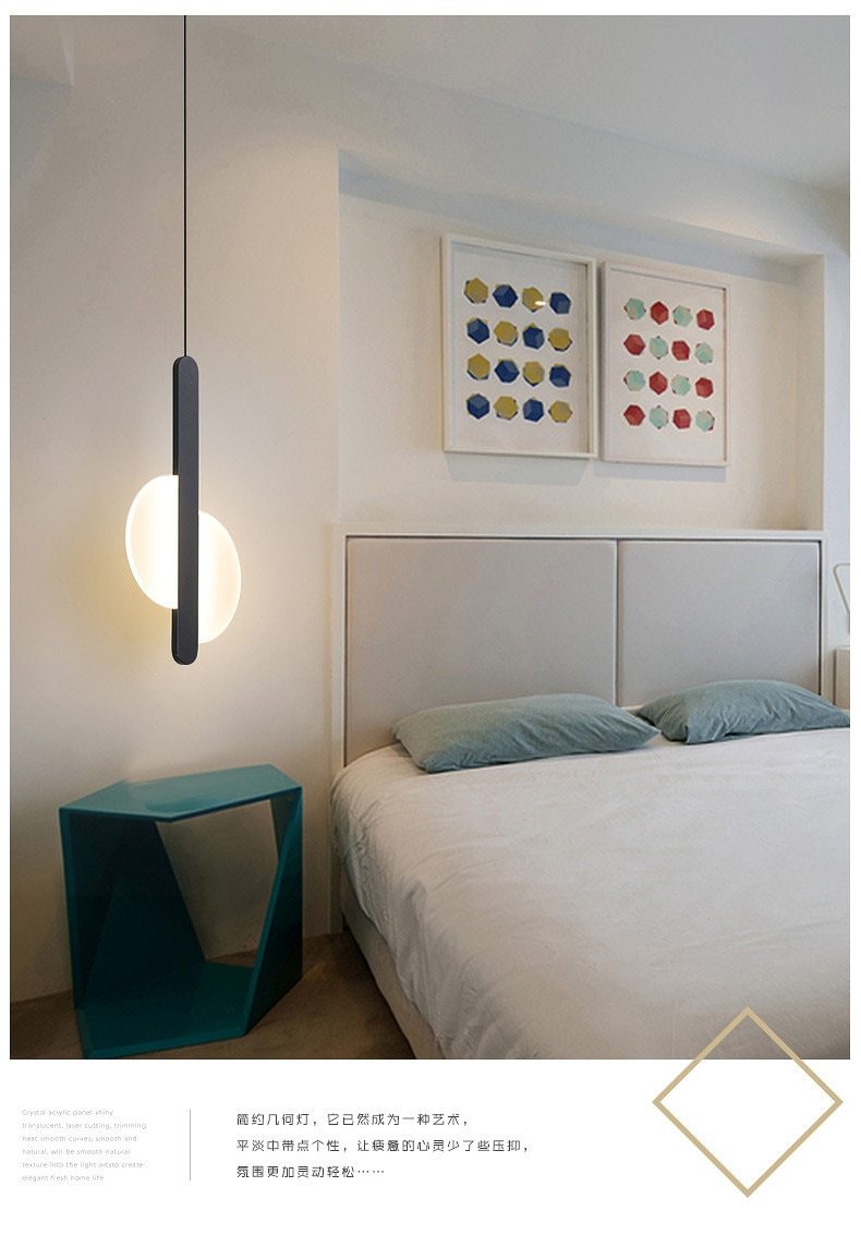 Modern LED Pendant Light Iron Aluminium 6 Forms Black White