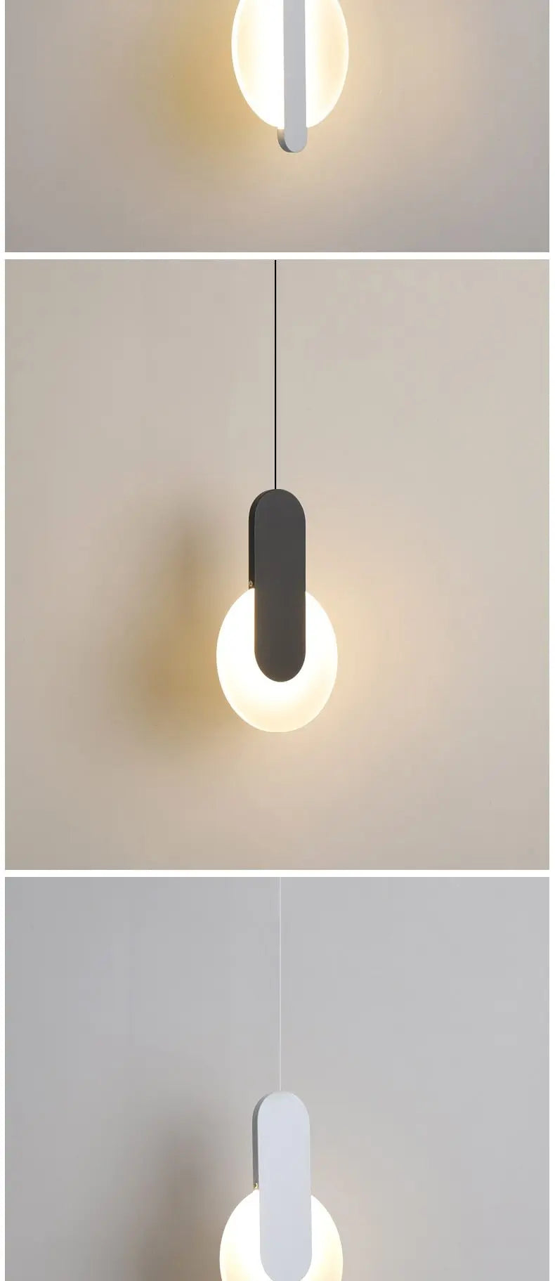 Modern LED Pendant Light Iron Aluminium 6 Forms Black White