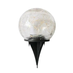 Solar Garden Light Cracked Glass Globe Metal 20 or 30 LEDs
