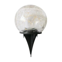 Solar Garden Light Cracked Glass Globe Metal 20 or 30 LEDs