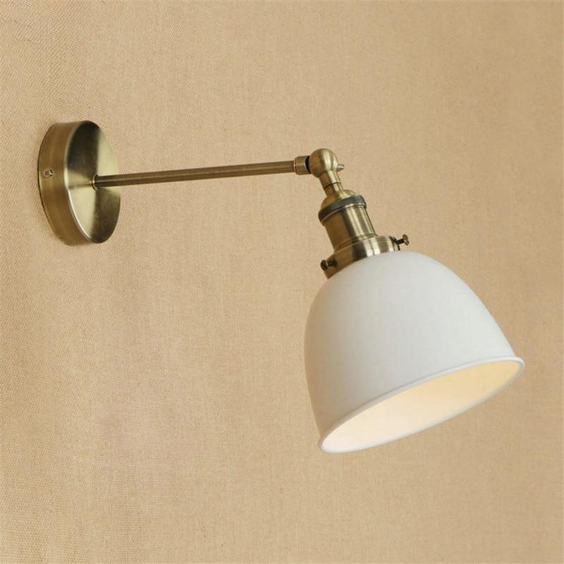 Industrial Coloured Wall Light Brushed Brass E27 Adjustable Max 40W