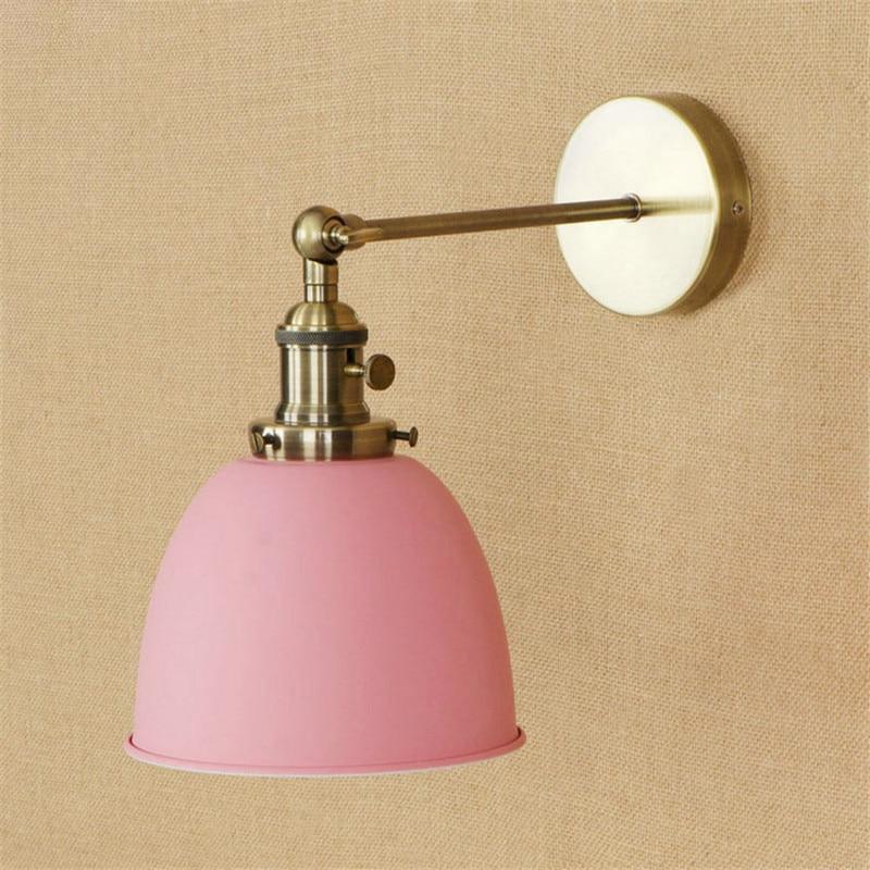 Industrial Wall Light Pink Thermolacquered Brushed Brass E27 Max 40W