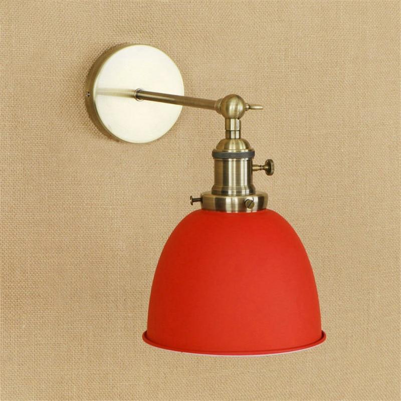 Industrial Wall Light Red Thermolacquered Brushed Brass E27 Max 40W