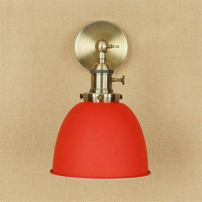 Industrial Wall Light Red Thermolacquered Brushed Brass E27 Max 40W