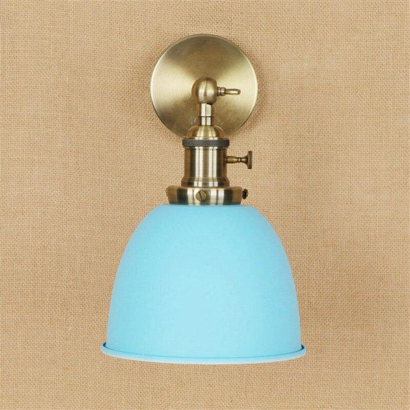 Industrial Blue Wall Light Powder-Coated Metal Brass E27