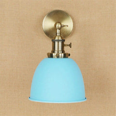 Industrial Blue Wall Light Powder-Coated Metal Brass E27