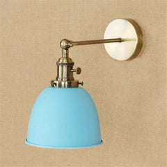 Industrial Blue Wall Light Powder-Coated Metal Brass E27