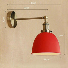 Industrial Wall Light Red Thermolacquered Brushed Brass E27 Max 40W