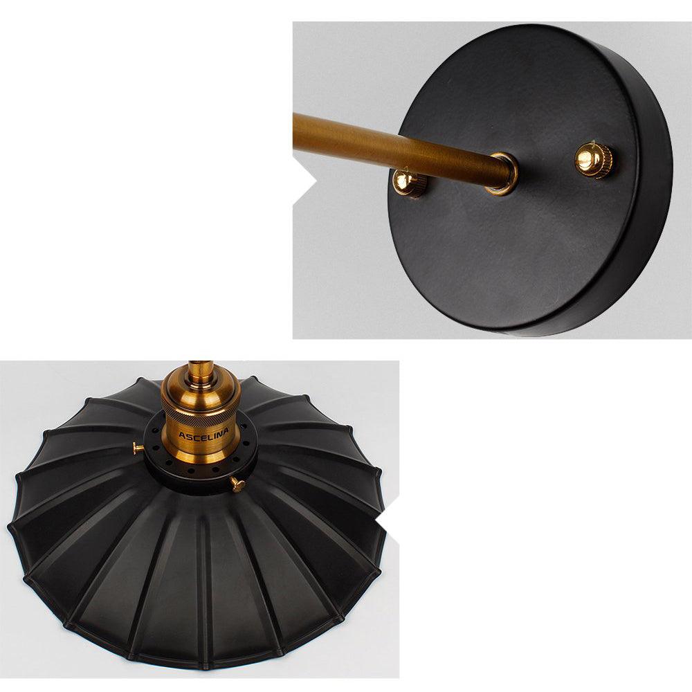 Antique Wall Light Matt Black Brushed Brass E27 Rotary Switch Orientable