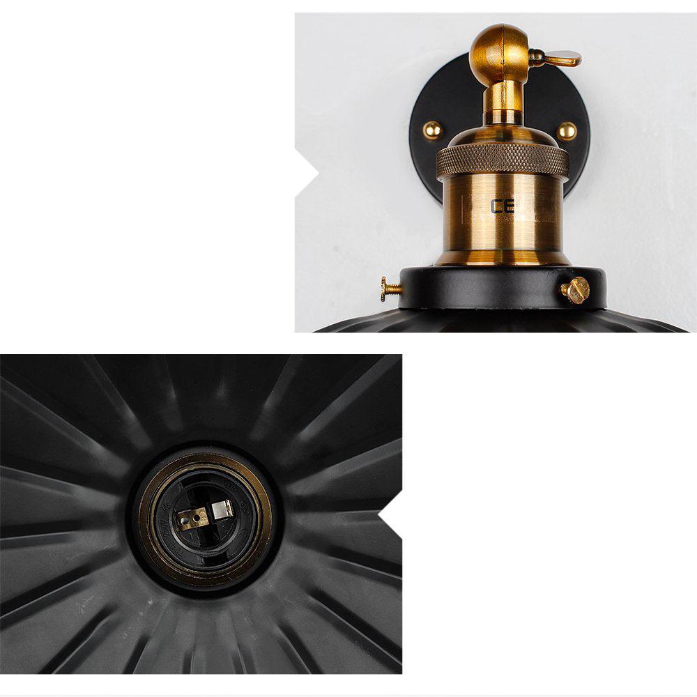 Antique Wall Light Matt Black Brushed Brass E27 Rotary Switch Orientable
