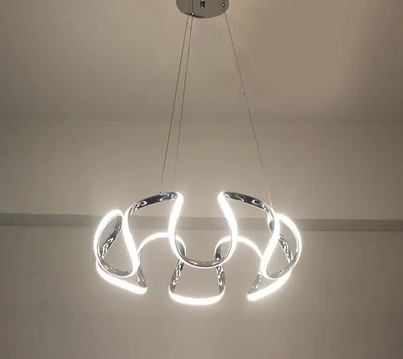 Modern Abstract Chandelier Integrated LED — 5 or 6 Heads, Gold / Grey / Coffee / Chrome
