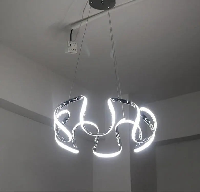 Modern Abstract Chandelier Integrated LED — 5 or 6 Heads, Gold / Grey / Coffee / Chrome