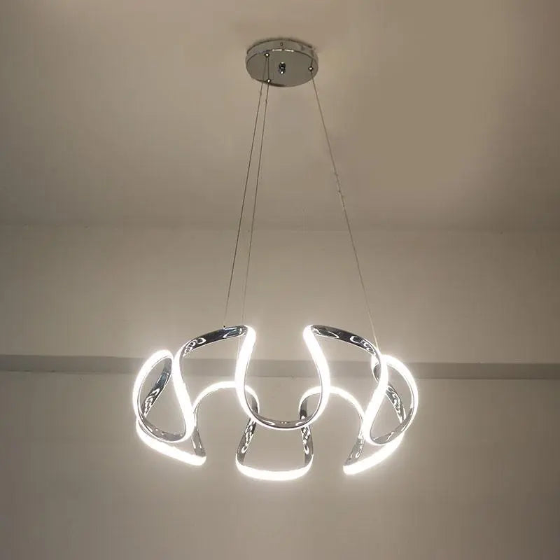 Modern Abstract Chandelier Integrated LED — 5 or 6 Heads, Gold / Grey / Coffee / Chrome