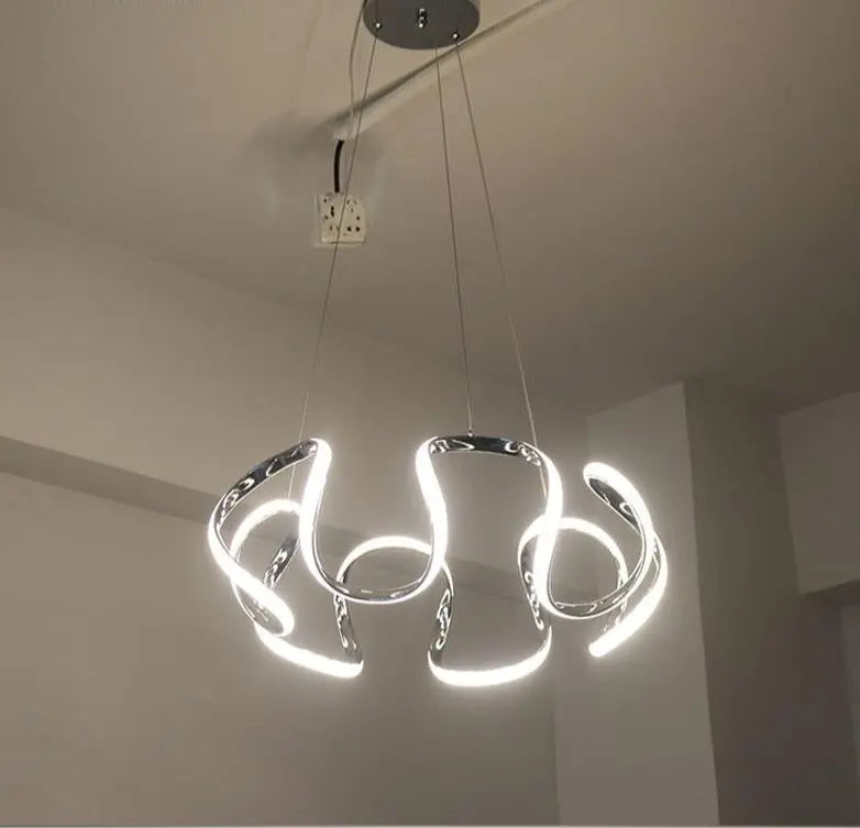Modern Abstract Chandelier Integrated LED — 5 or 6 Heads, Gold / Grey / Coffee / Chrome