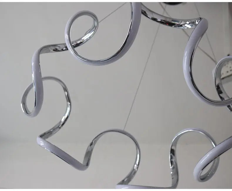 Modern Abstract Chandelier Integrated LED — 5 or 6 Heads, Gold / Grey / Coffee / Chrome