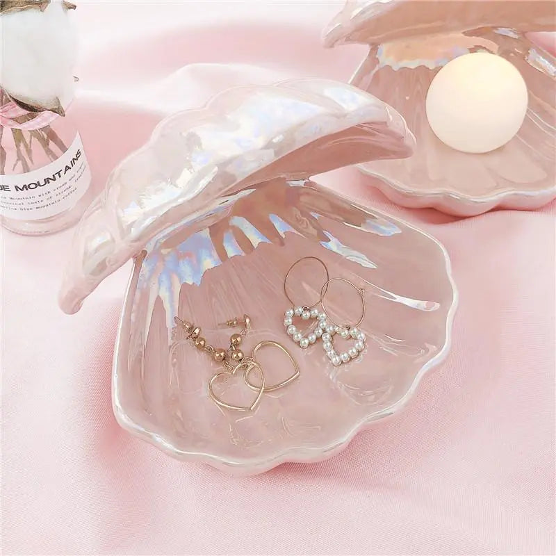 Pearl Shell Table Lamp Ceramic Battery LED Pink White