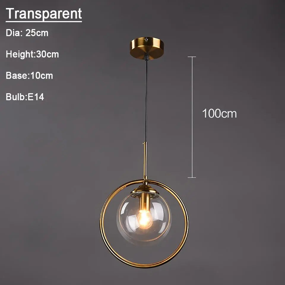 Modern Ring Pendant Light Iron Glass E14 1 or 3 Bulbs