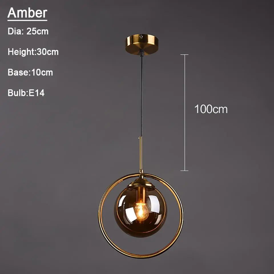 Modern Ring Pendant Light Iron Glass E14 1 or 3 Bulbs