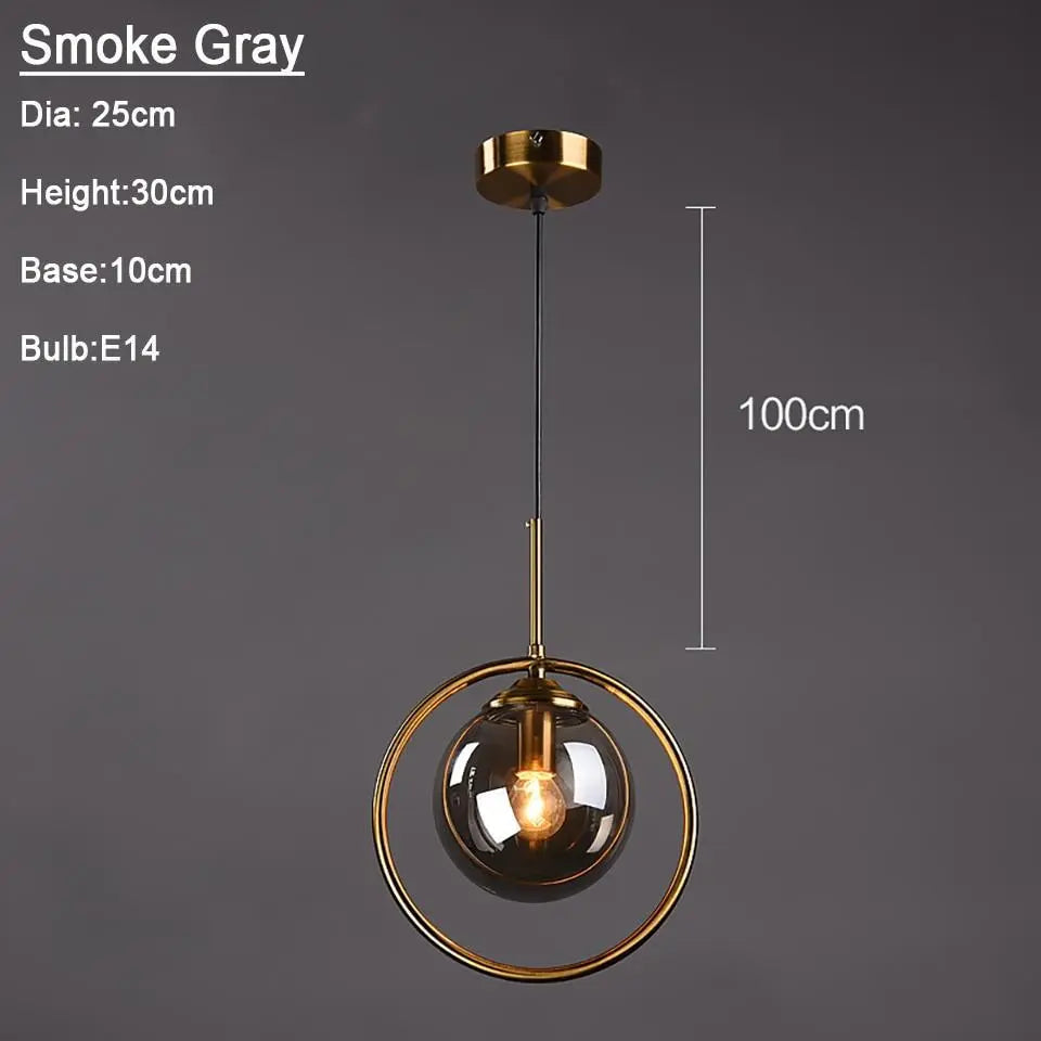 Modern Ring Pendant Light Iron Glass E14 1 or 3 Bulbs