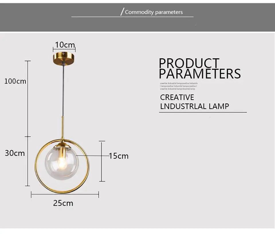 Modern Ring Pendant Light Iron Glass E14 1 or 3 Bulbs