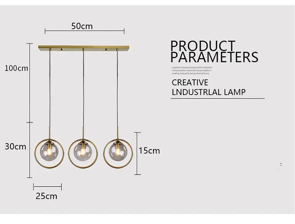 Modern Ring Pendant Light Iron Glass E14 1 or 3 Bulbs