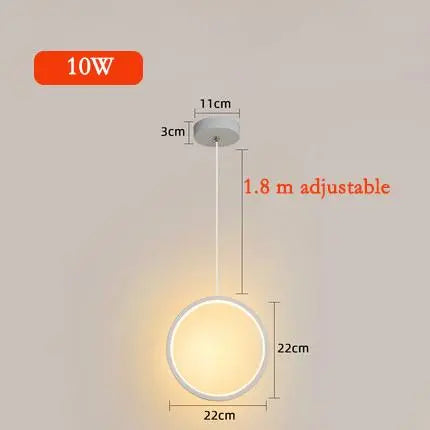 Circular LED Pendant Light Metal Acrylic 10/16/20W