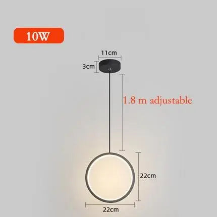 Circular LED Pendant Light Metal Acrylic 10/16/20W