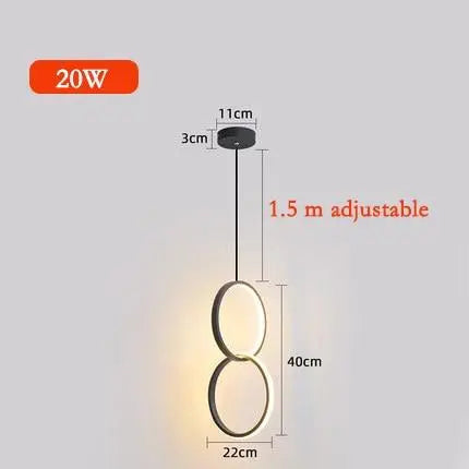 Circular LED Pendant Light Metal Acrylic 10/16/20W