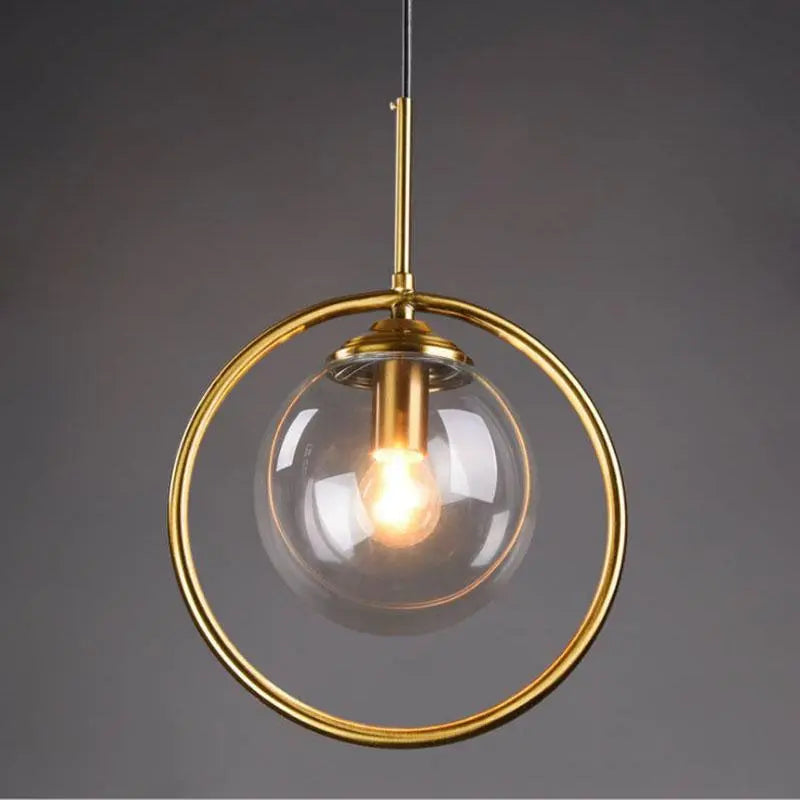 Modern Ring Pendant Light Iron Glass E14 1 or 3 Bulbs