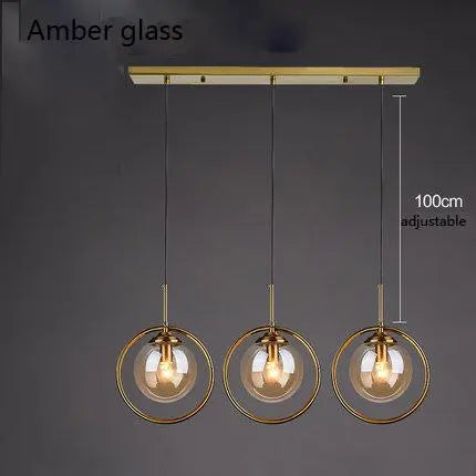 Modern Ring Pendant Light Iron Glass E14 1 or 3 Bulbs
