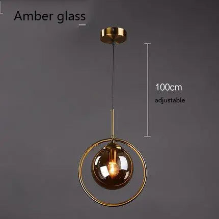 Modern Ring Pendant Light Iron Glass E14 1 or 3 Bulbs