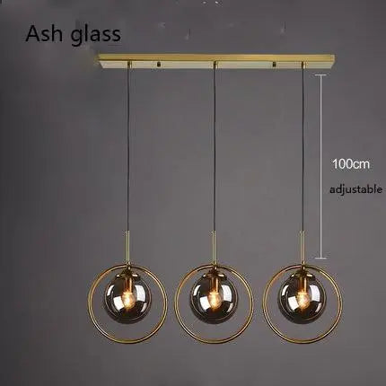 Modern Ring Pendant Light Iron Glass E14 1 or 3 Bulbs
