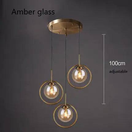 Modern Ring Pendant Light Iron Glass E14 1 or 3 Bulbs