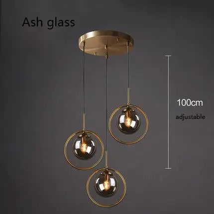 Modern Ring Pendant Light Iron Glass E14 1 or 3 Bulbs