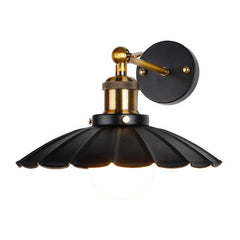 Antique Wall Light Matt Black Brushed Brass E27 Rotary Switch Orientable