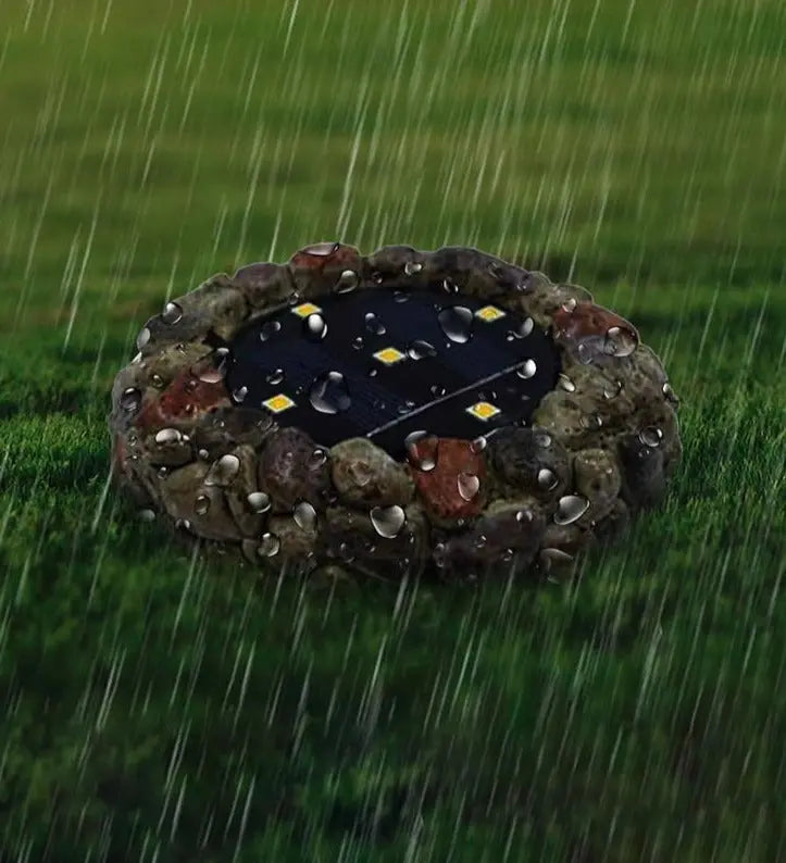 Cobblestone Solar LED Lamp Ceramic Plastic IP67 43 cm