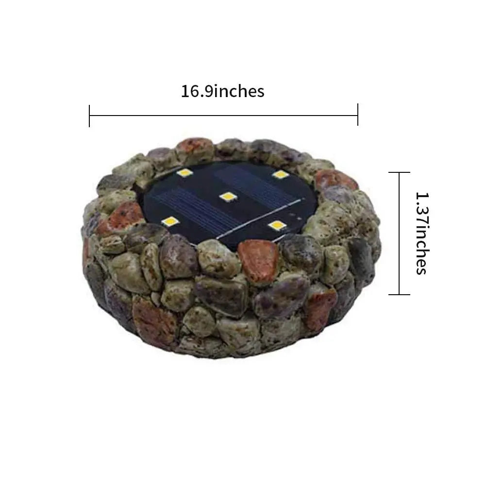 Cobblestone Solar LED Lamp Ceramic Plastic IP67 43 cm