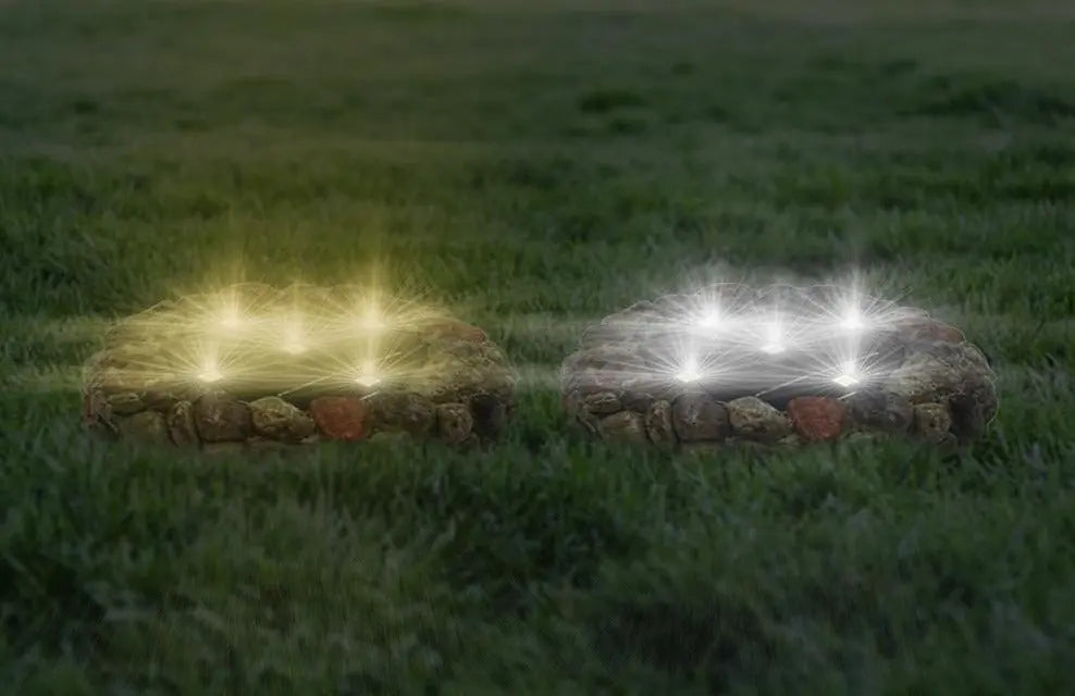 Cobblestone Solar LED Lamp Ceramic Plastic IP67 43 cm
