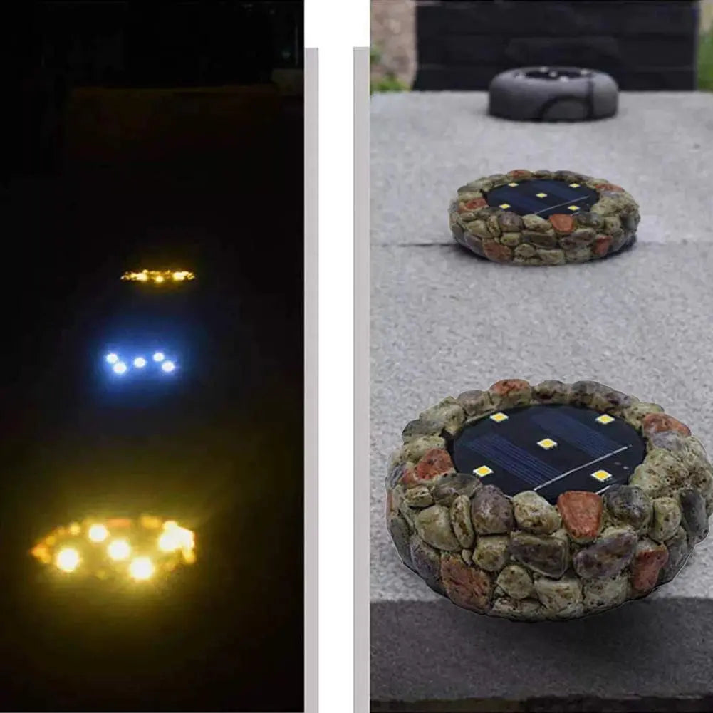 Cobblestone Solar LED Lamp Ceramic Plastic IP67 43 cm