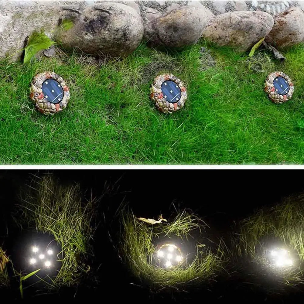 Cobblestone Solar LED Lamp Ceramic Plastic IP67 43 cm