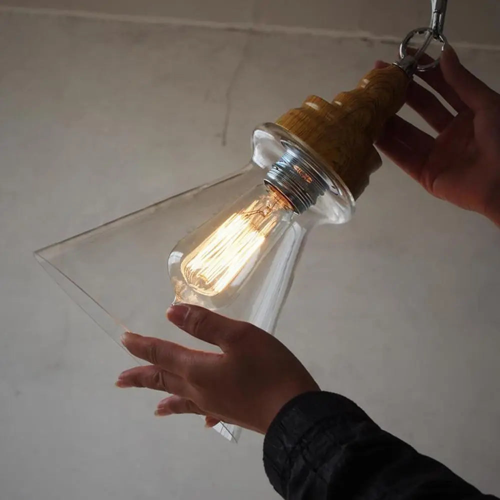 Clear Glass Vintage Pendant Light Dome Sphere or Triangle