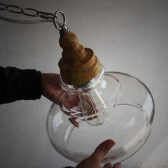 Clear Glass Vintage Pendant Light Dome Sphere or Triangle