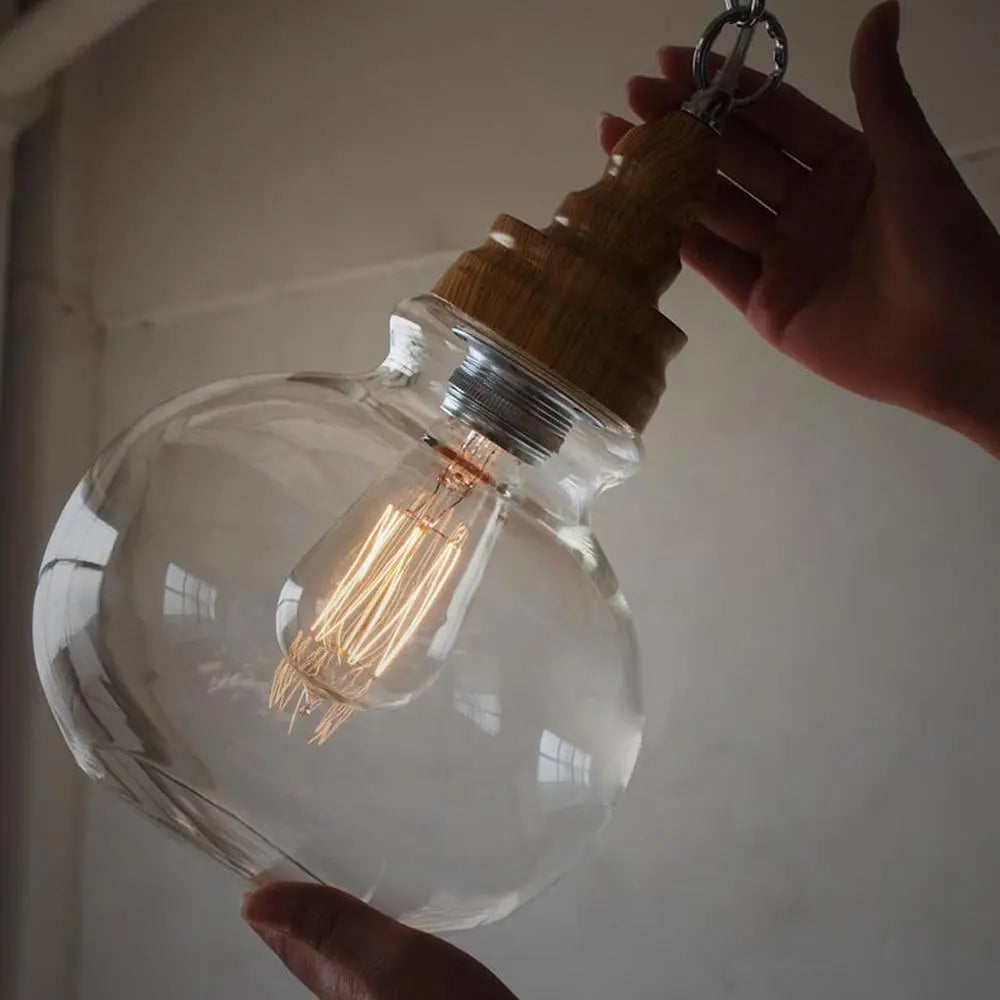 Clear Glass Vintage Pendant Light Dome Sphere or Triangle