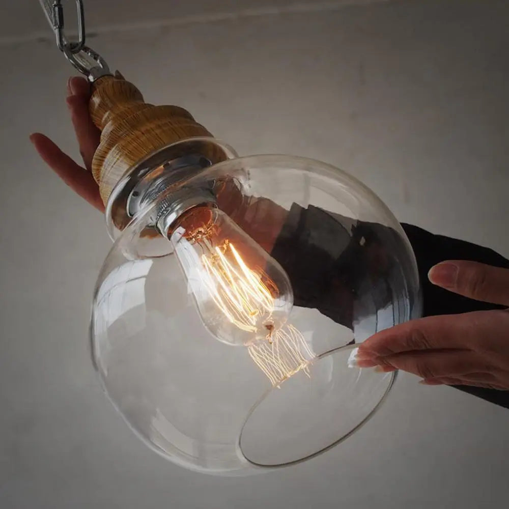 Clear Glass Vintage Pendant Light Dome Sphere or Triangle